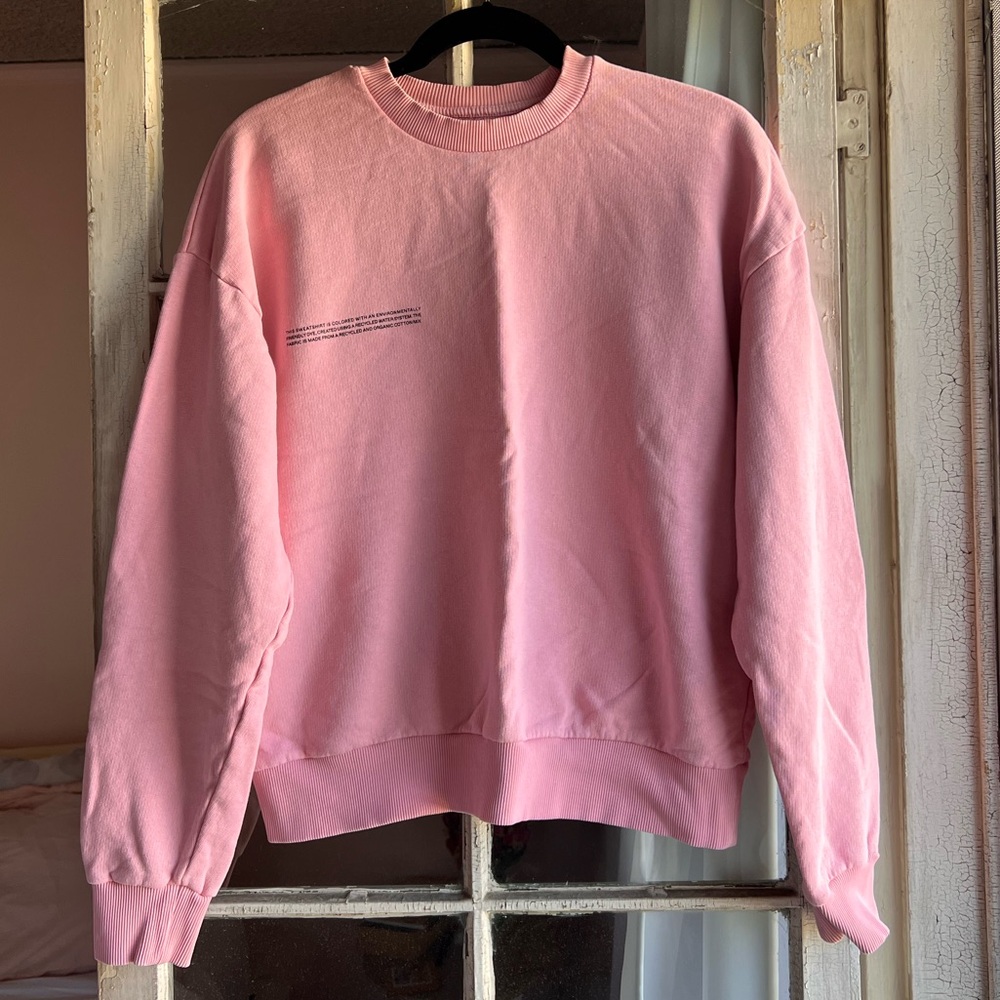 The Pangaia Cherry Blossom Pink Cotton Crewneck Long Sleeve Pullover Sweater